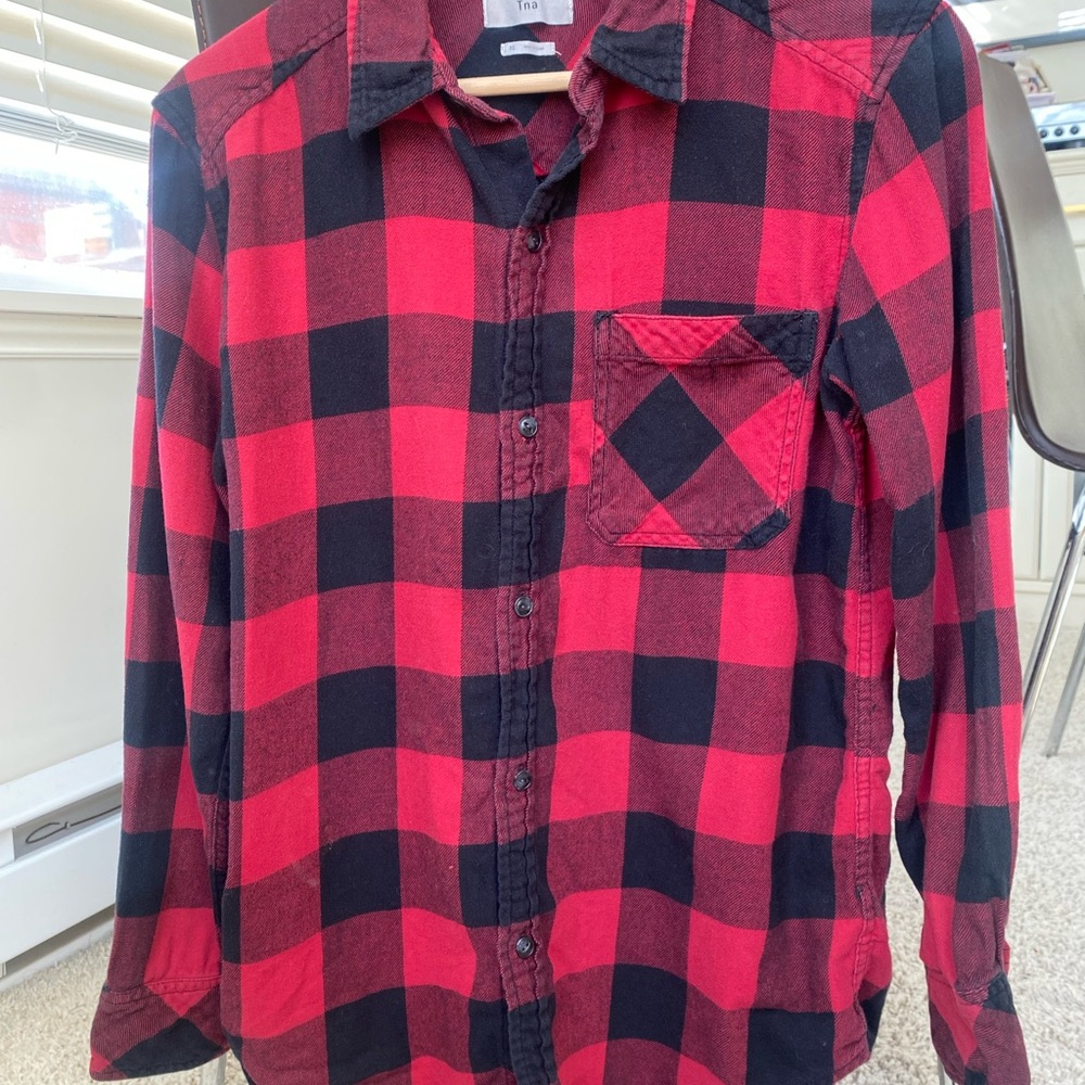 TNA Red and Black Plaid Shirt